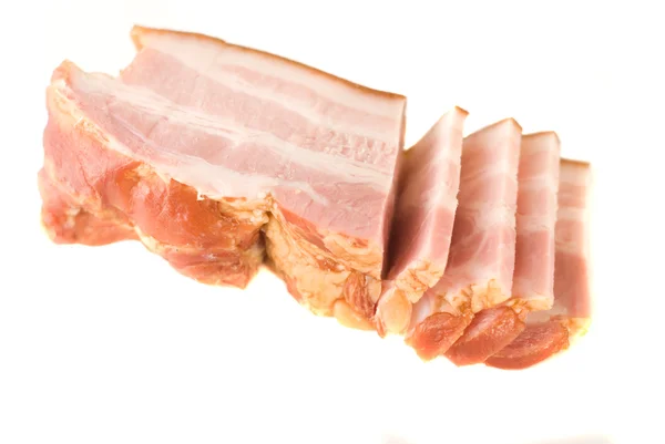 Bacon curado isolado em branco — Fotografia de Stock