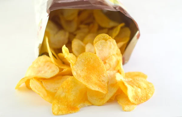 Sac Chips Pommes Terre Isolé Sur Blanc — Photo