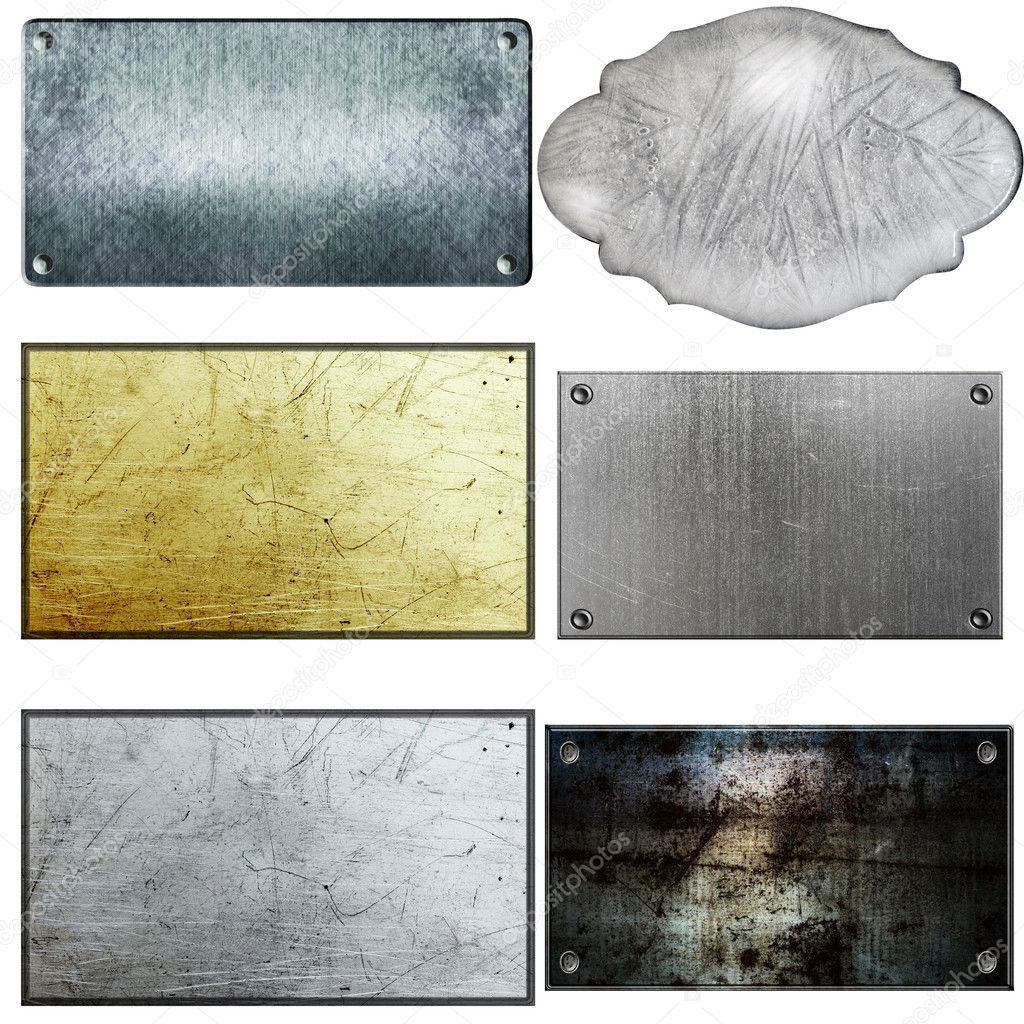 Old metal sign collections isolated on white