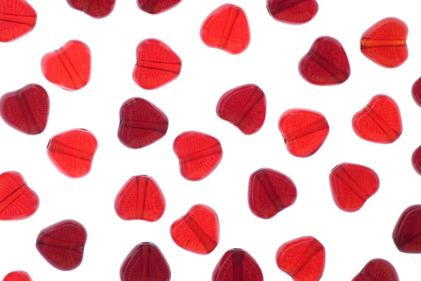 Koraliki Czerwone Serce Białym Tle — Zdjęcie stockowe