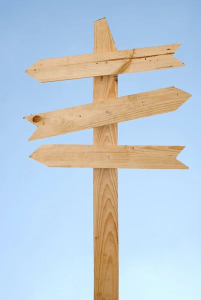 Blank Wooden Direction Signpost Blue Sky — Stock Photo, Image