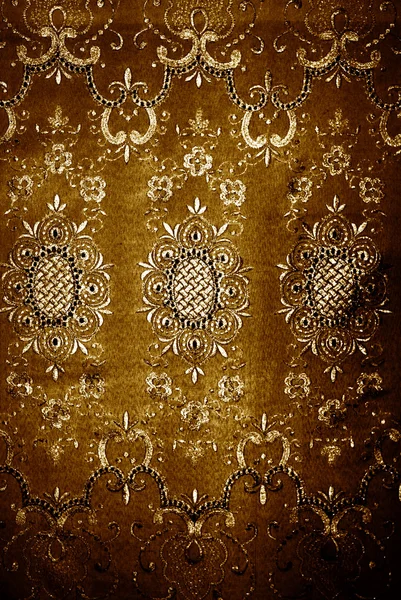Grunge tela de textura floral dorada —  Fotos de Stock