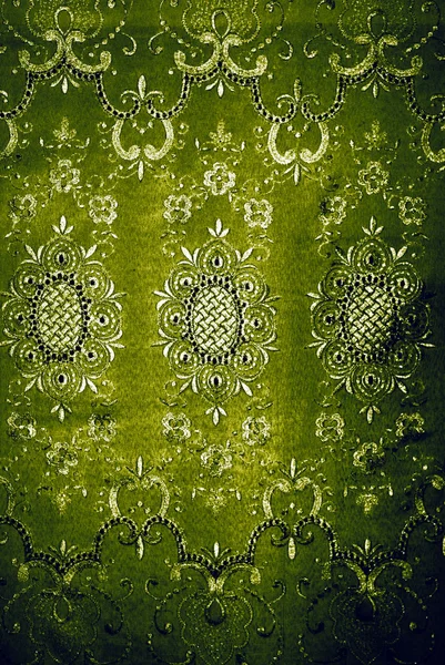Grunge zlatým květinovým textur tkanina — Stock fotografie