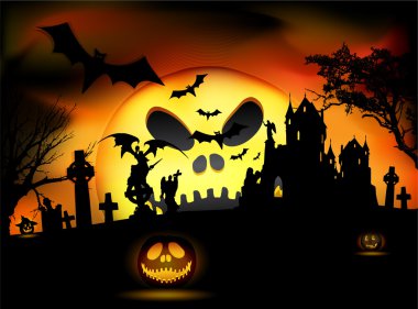 Vector Halloween scene clipart