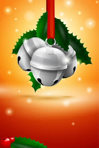 Navidad trineo campana tarjeta — Vector de stock