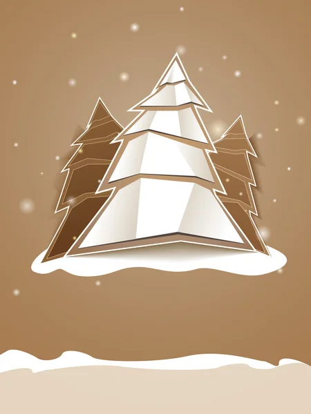 Folded paper Christmas tree greeting card — Stock Vector