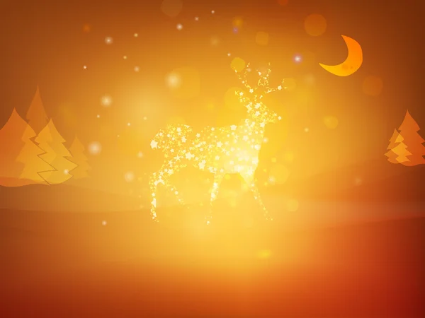 クリスマスの鹿は聖霊降臨祭の背景 |グリーティング カード デザイン — ストックベクタ