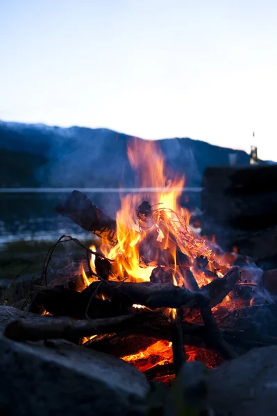 stock image Bonfire near lake