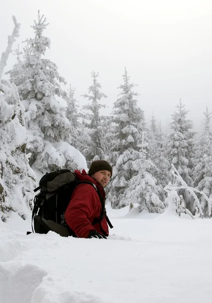 Kış manzarası hiking — Stok fotoğraf