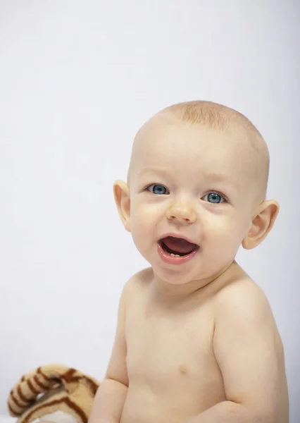Skrattande babygirl — Stockfoto