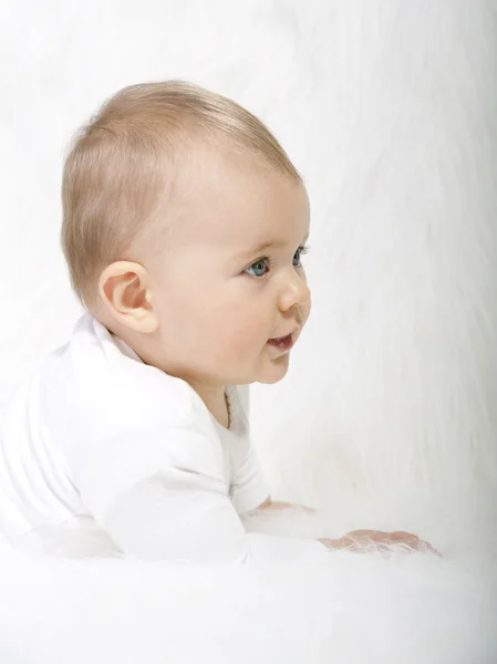 Schönes Baby Mädchen Isoliert Auf Weißem Hintergrund — Stockfoto