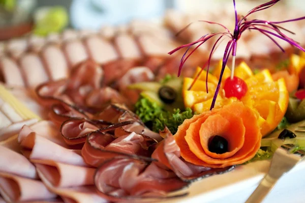 Ham on buffet plate — Stock Photo, Image