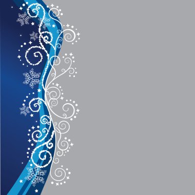 Blue Christmas border design on silver background clipart