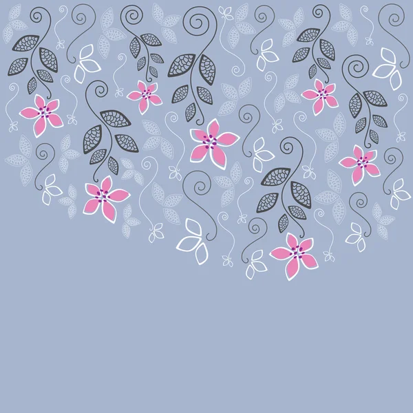Carte de vœux florale bleue et rose — Image vectorielle