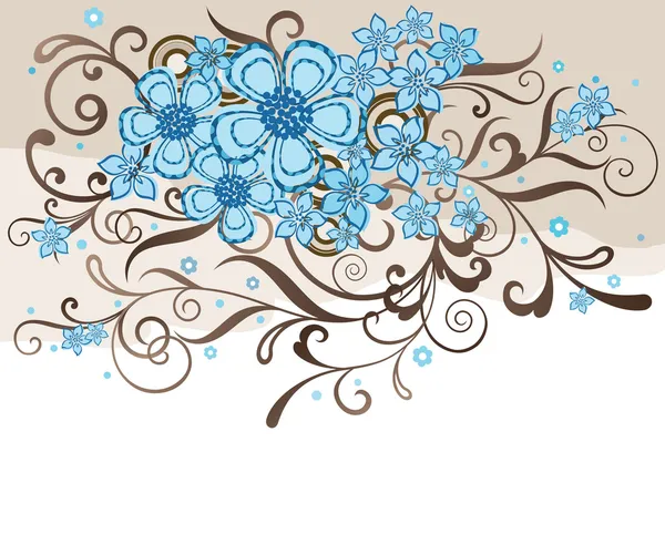ターコイズ ブルーとブラウンの花柄のデザイン — ストックベクタ