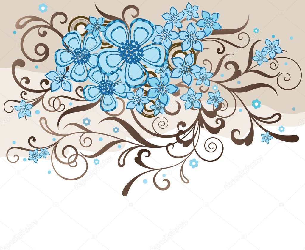Turquoise and brown floral design