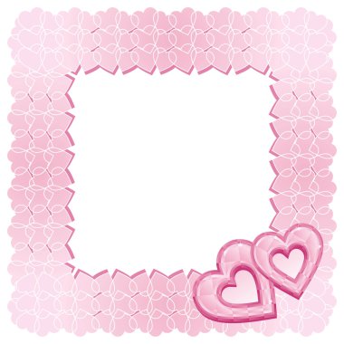 A square frame of two pink diamond hearts clipart