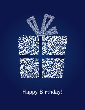 Blue Happy Birthday card clipart