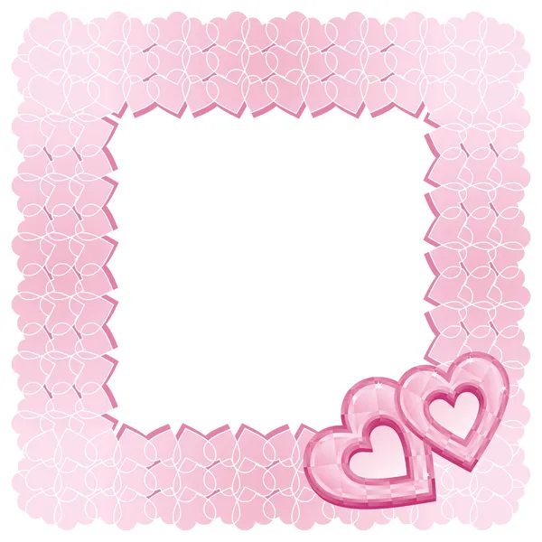 stock vector A square frame of two pink diamond hearts