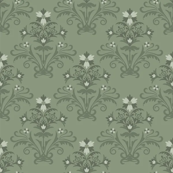 Seamless green floral wallpaper — Stock Vector
