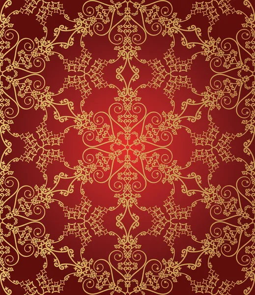 Seamless gold and red snowflake pattern — Stock Vector