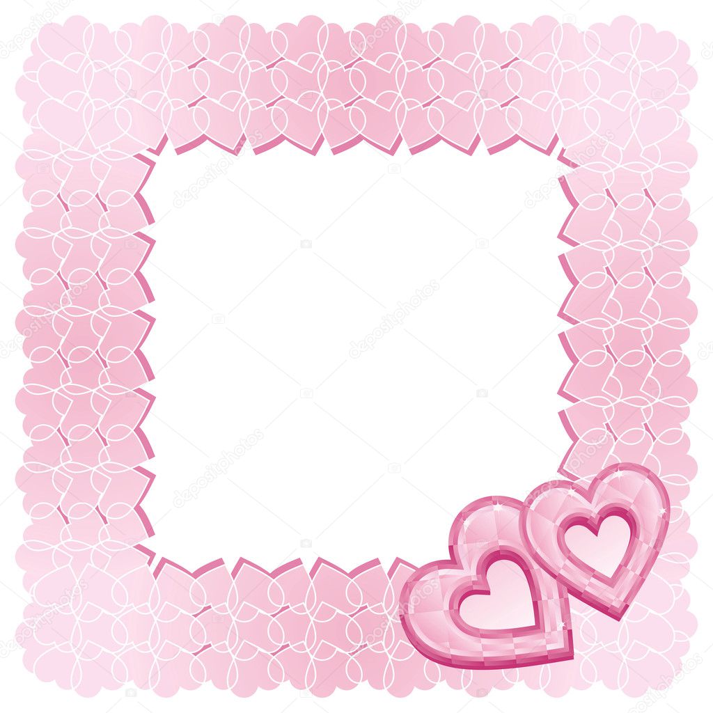 A square frame of two pink diamond hearts