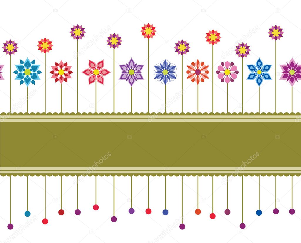 Seamless colourful floral retro border