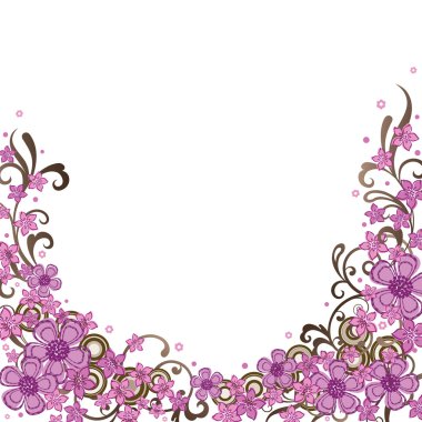 Decorative pink and brown floral border clipart