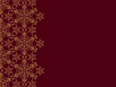Golden snowflake border on burgundy background clipart