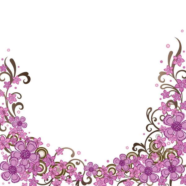 Borde floral decorativo rosa y marrón — Vector de stock