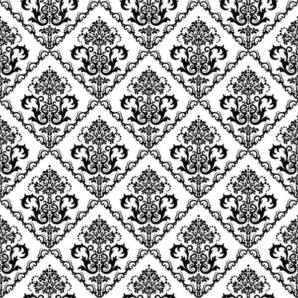 Papel de parede floral preto & branco sem costura — Vetor de Stock