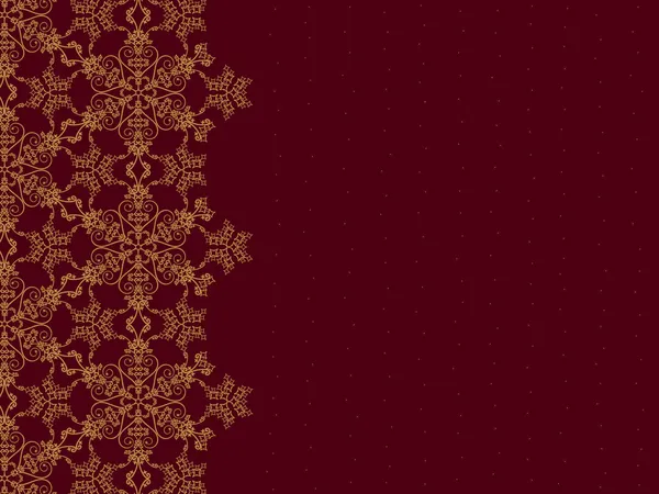 Golden snowflake border on burgundy background — Stock Vector
