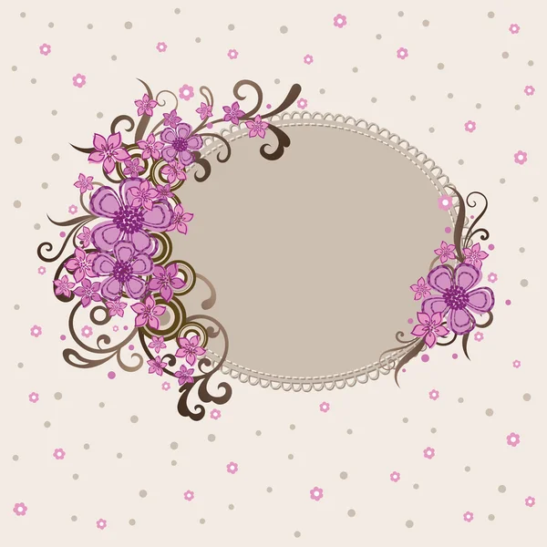 装飾的なピンクの花のフレーム — ストックベクタ