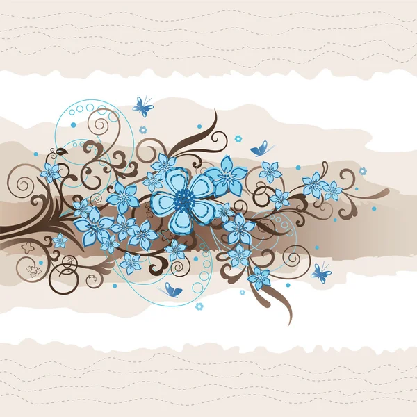 ターコイズ ブルーの花のグリーティング カード — ストックベクタ