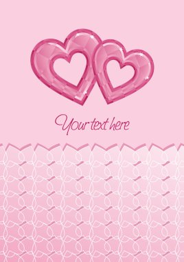 Two pink diamond hearts greeting card clipart