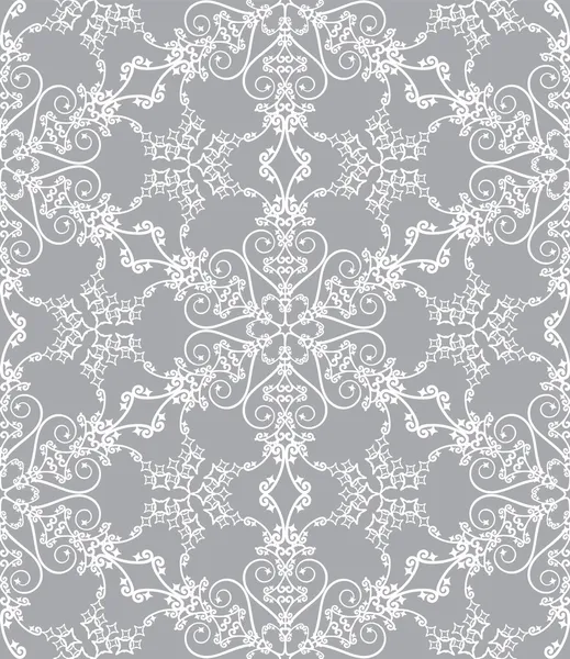 銀色の背景に雪片のパターン — ストックベクタ
