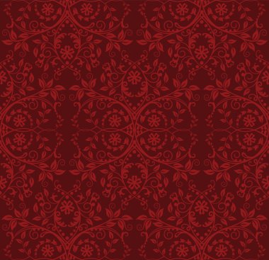 Seamless red floral wallpaper clipart