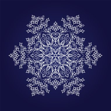 Detailed snowflake on dark blue background clipart