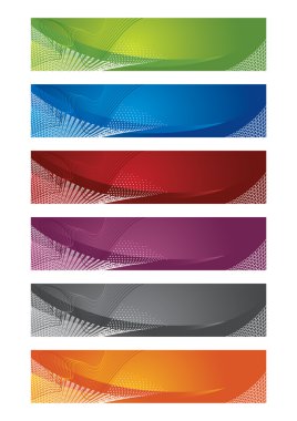 Selection of halftone digital banners clipart