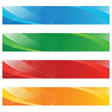 Banners in haftone and curved lines clipart