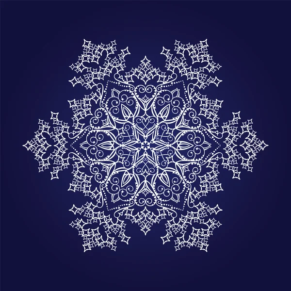 Detailed snowflake on dark blue background — Stock Vector