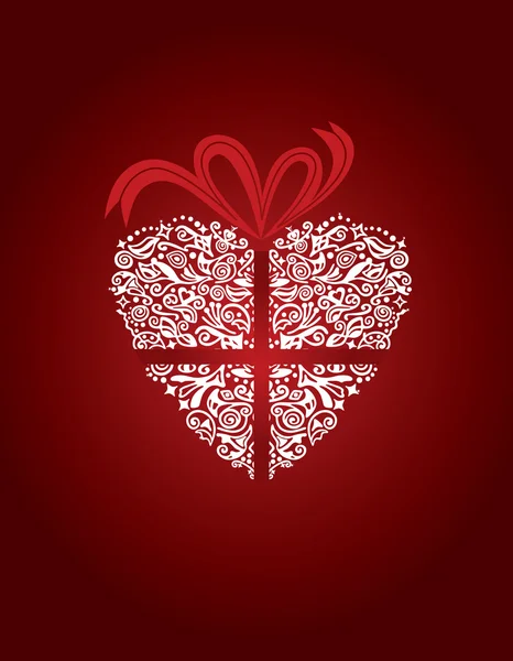 Tarjeta de felicitación roja con corazón blanco — Vector de stock