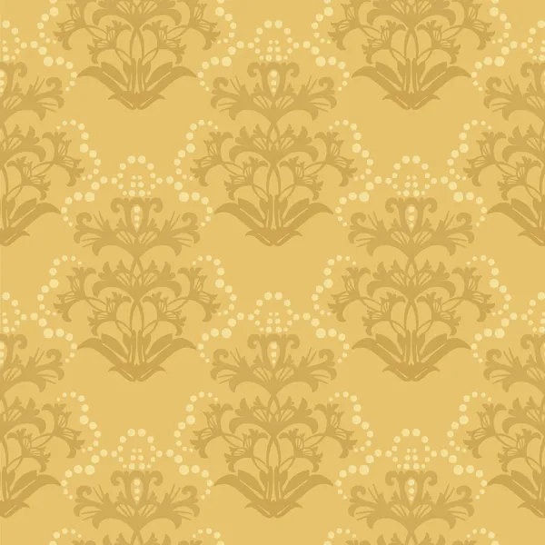 シームレスな黄金の花の壁紙 — ストックベクタ