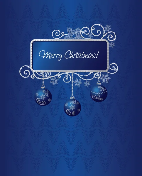 Modré & stříbrné vánoční přání ilustrace — Stockový vektor