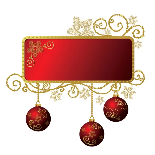 Wektor czerwony & złota rama Boże Narodzenie na białym tle. — Wektor stockowy
