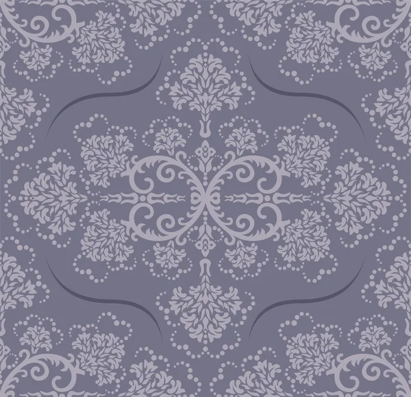 シームレスな豪華な灰色の花の壁紙 — ストックベクタ