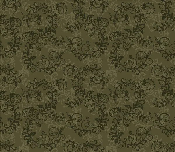 シームレスなカーキ色の緑の葉の迷彩の壁紙 — ストックベクタ