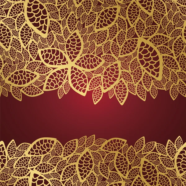 Golden leaf spetsar på röd bakgrund — Stock vektor