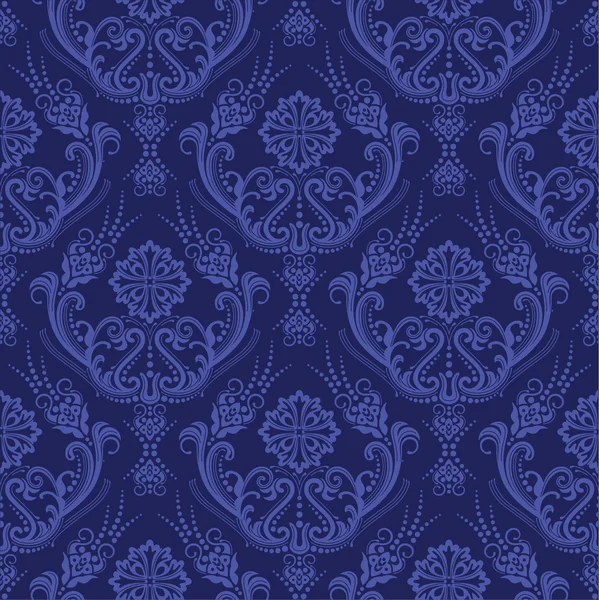 Luxe blue floral damast behang — Stockvector