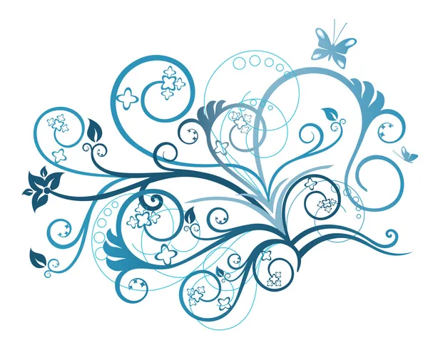 ターコイズ ブルーの花柄のデザイン要素 — ストックベクタ